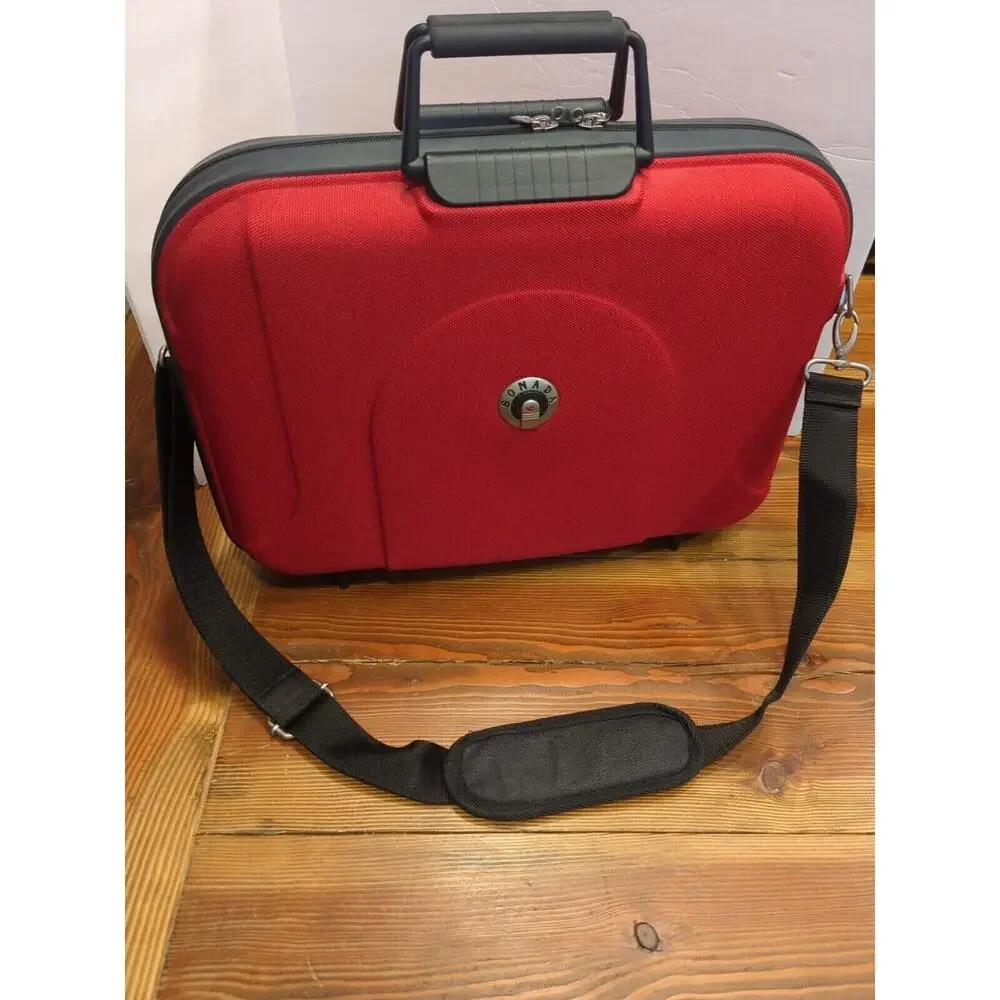 Classic Sonada Hardside Laptop Case Red And Black With Shoulder Strap